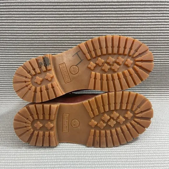 Timberland Youth Kids Size 2 Classic 6 inch Burgundy Red Premium Leather Boots - Picture 10 of 12